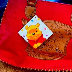 Disney Winnie The Pooh Tigger Friends Red/ Brown Canvas Tote Large Bag